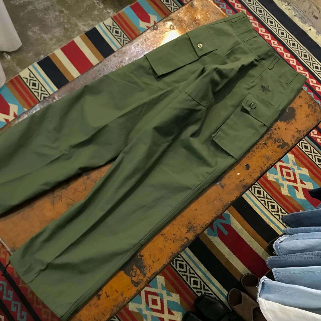 80s Kor 한국군 밀리터리 카고 퍼티그 팬츠 허리 25 사이즈 상품이미지4