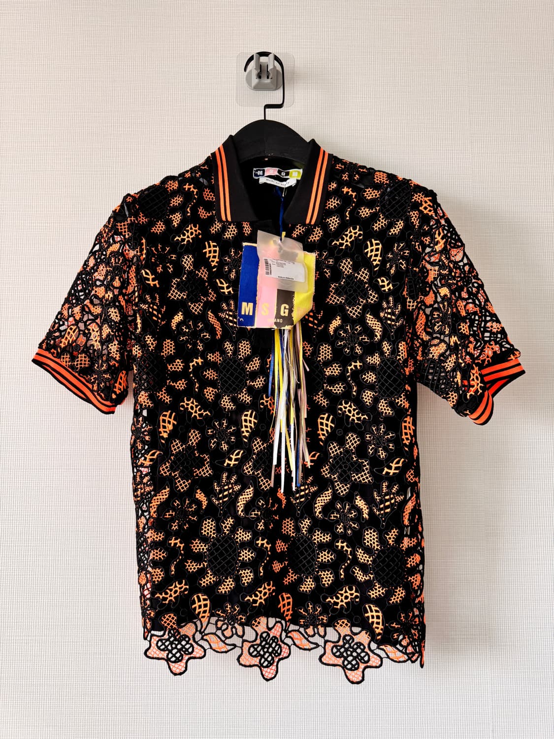 새상품 MSGM 레이스 반팔 티셔츠 블랙 38(55사이즈) 상품이미지3