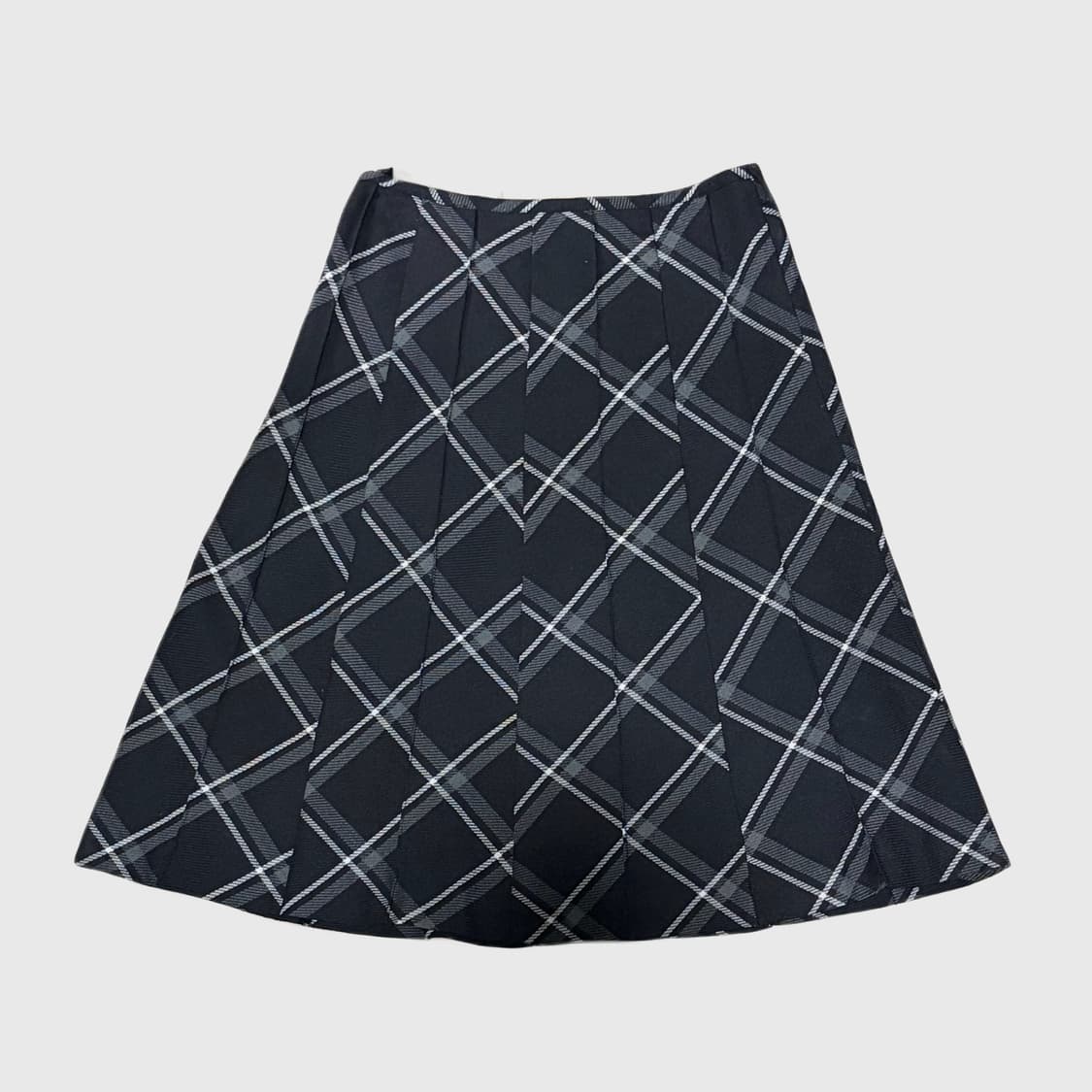 네이비 체크 미디스커트 상품이미지1