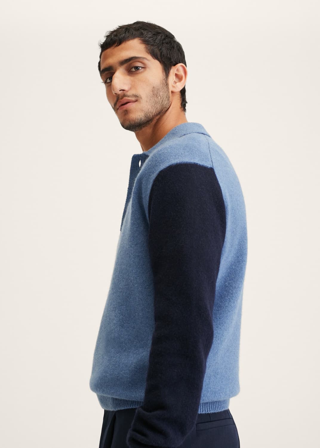 MANGO 망고 이태리 울 캐시미어 니트 배색 폴로 셔츠 상품이미지5