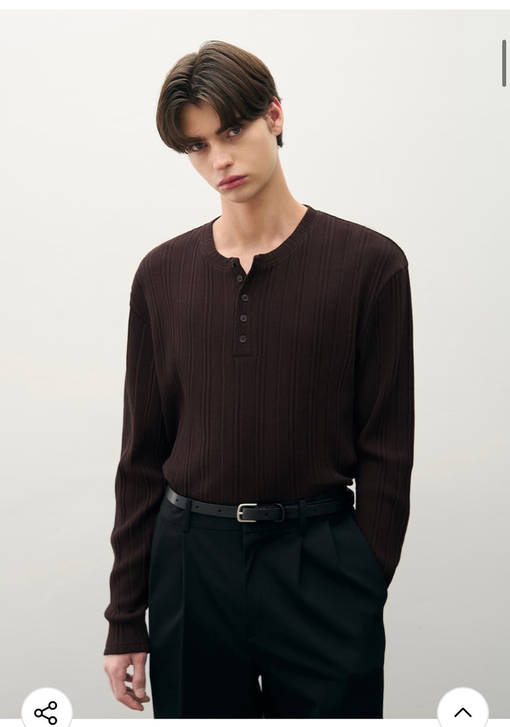 (XL) 드로우핏 리브드 헨리넥 티셔츠 [BROWN] 판매 상품이미지4