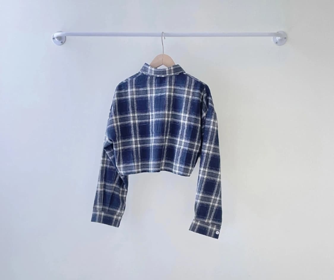 모디핏 네이비 체크 크롭 셔츠 상품이미지4
