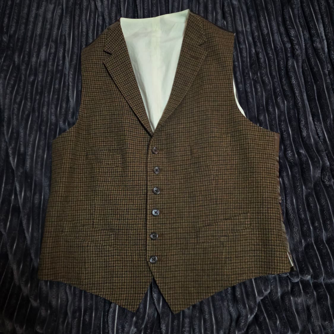 폴로 하운드투스 체크 울캐시미어 베스트 브라운 42R 상품이미지1