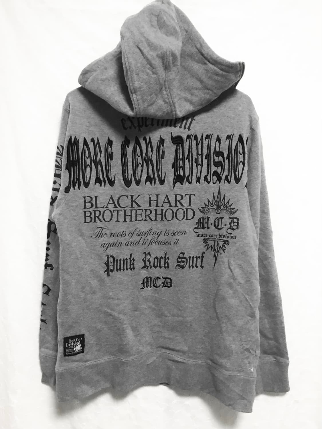 빈티지 펑크 사선 지퍼 레터링 후드 맨투맨 탑 상품이미지5