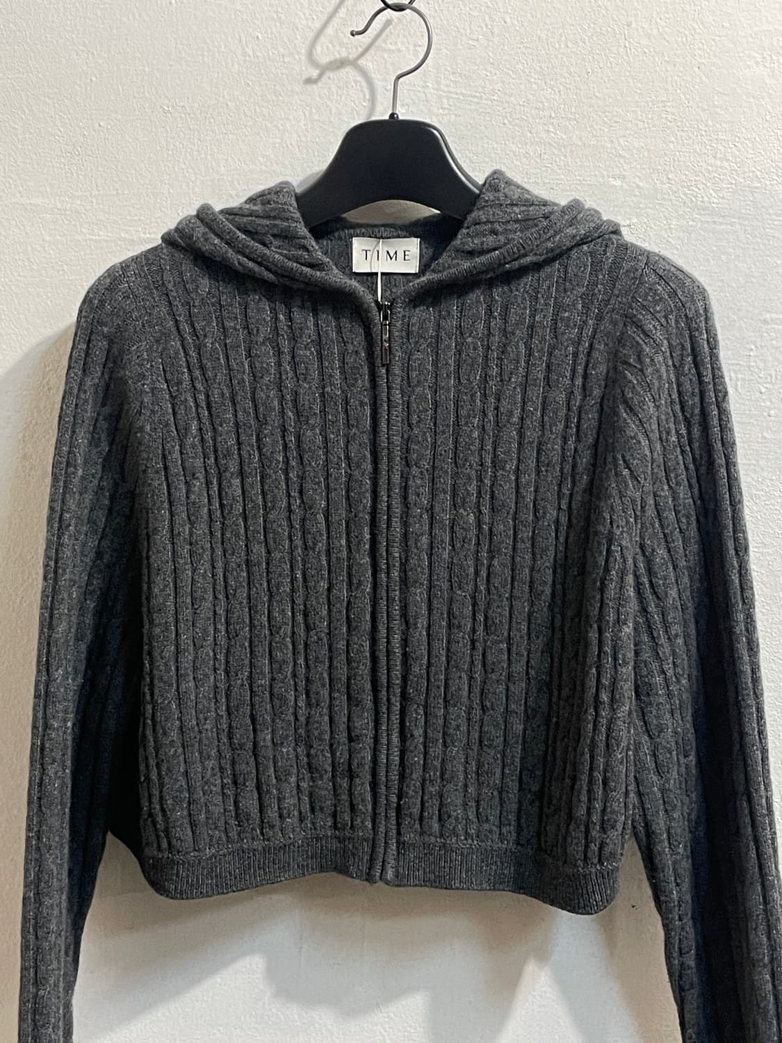 타임 케이블 니트 후드 집업 상품이미지3