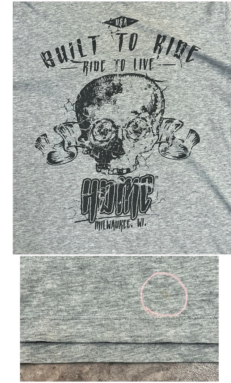 할리 데이비슨 반팔티 그레이 L #csz3831 상품이미지5