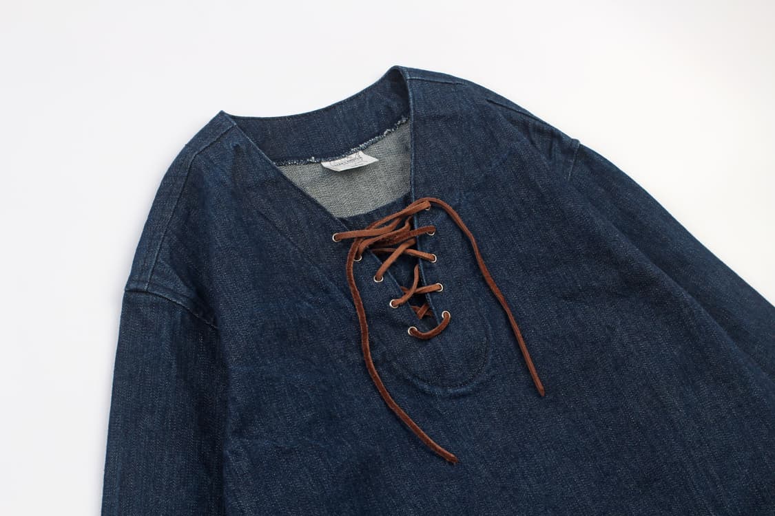 FREAK’S AMERICA Lace Up Denim Pullover M 상품이미지4