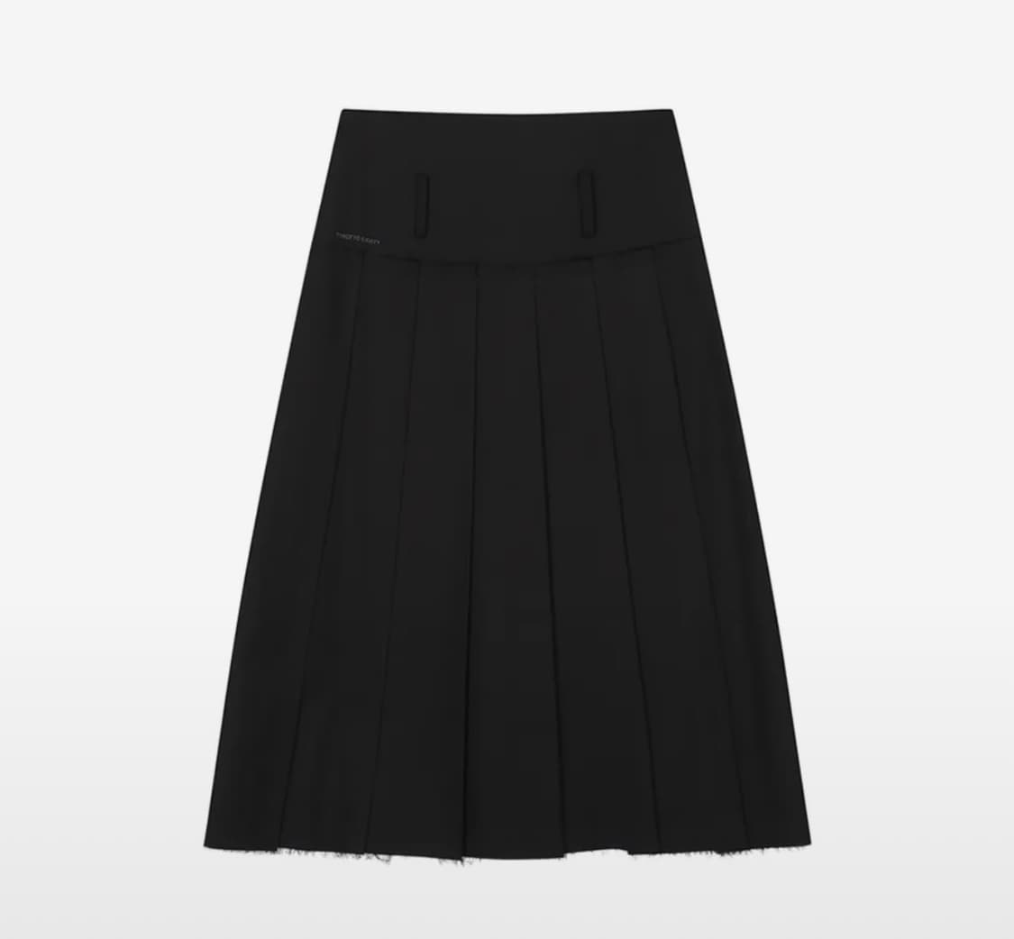 쓰리투에이티 롱플리츠스커트 블랙 상품이미지3