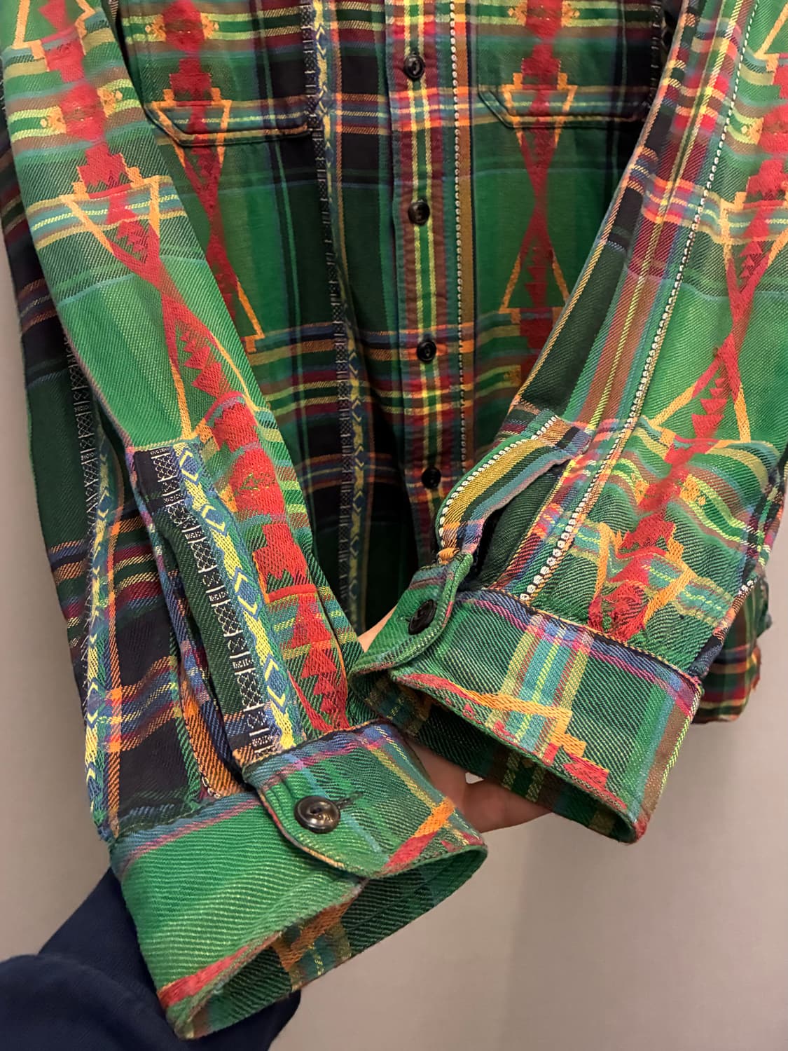 (M~L)00s 폴로랄프로렌 빈티지 나바호 아즈텍 패턴 플란넬 셔츠 상품이미지7