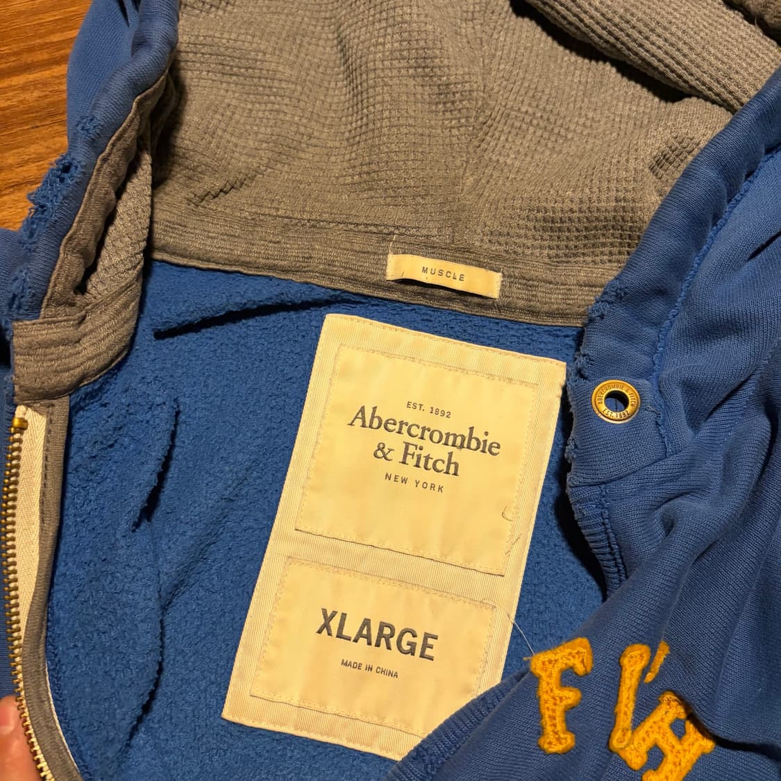 ABERCROMBIE & FITCH 아베크롬비 블루 후드집업 XL 상품이미지5