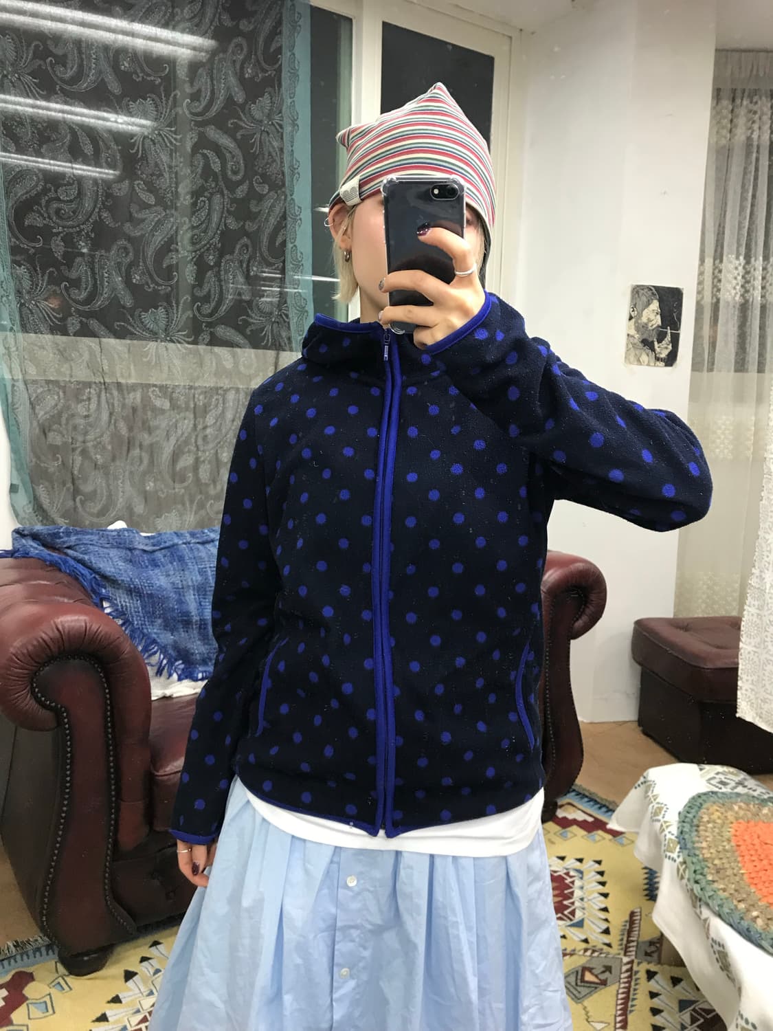 유니클로 여성 도트 후드 후리스 (Z1043) 상품이미지2