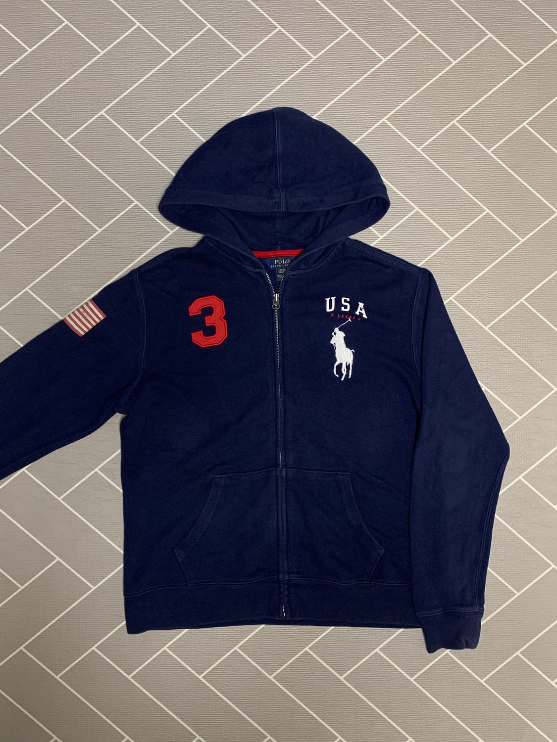 폴로 빅포니 성조기 후드집업 네이비 상품이미지1