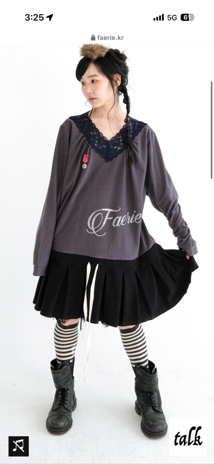 [fa.er.ie] lace V neck pleats dress 상품이미지1