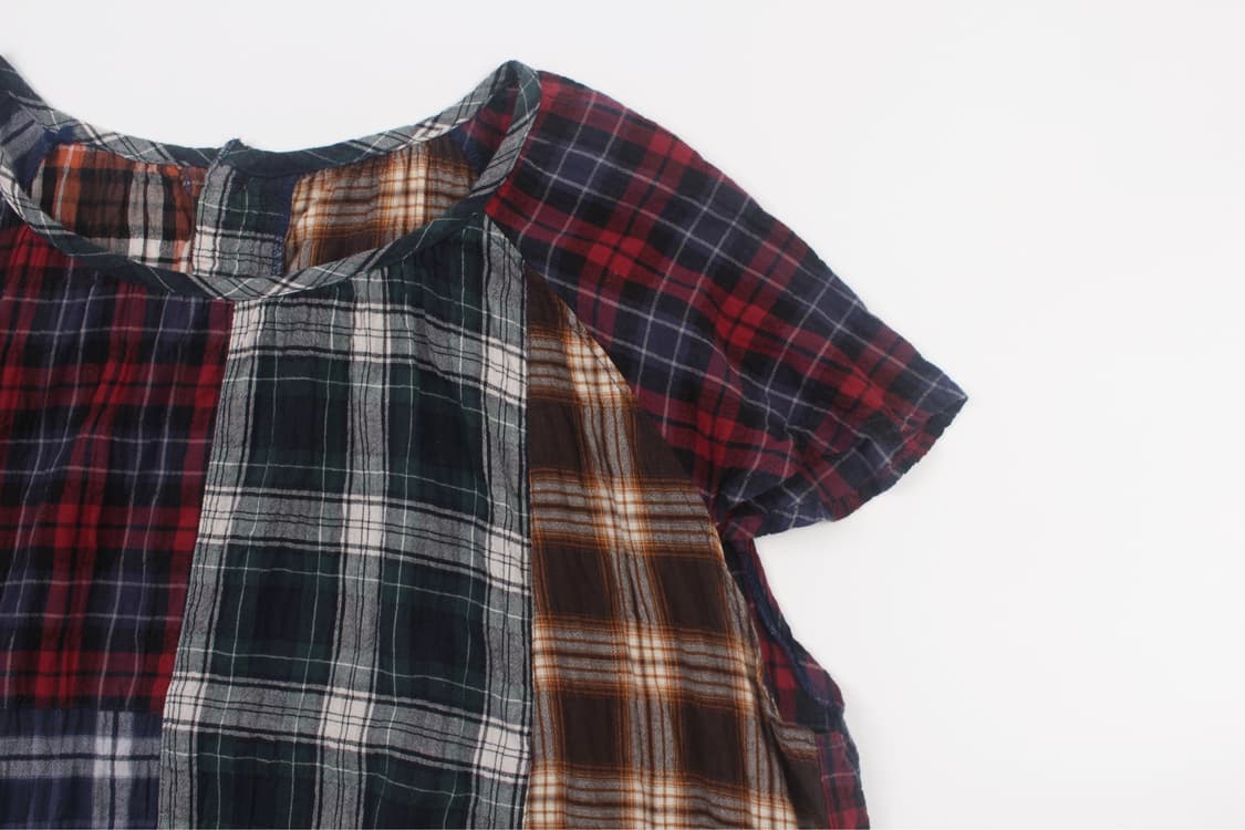 JPN Patchwork Plaid Raglan One piece 상품이미지3