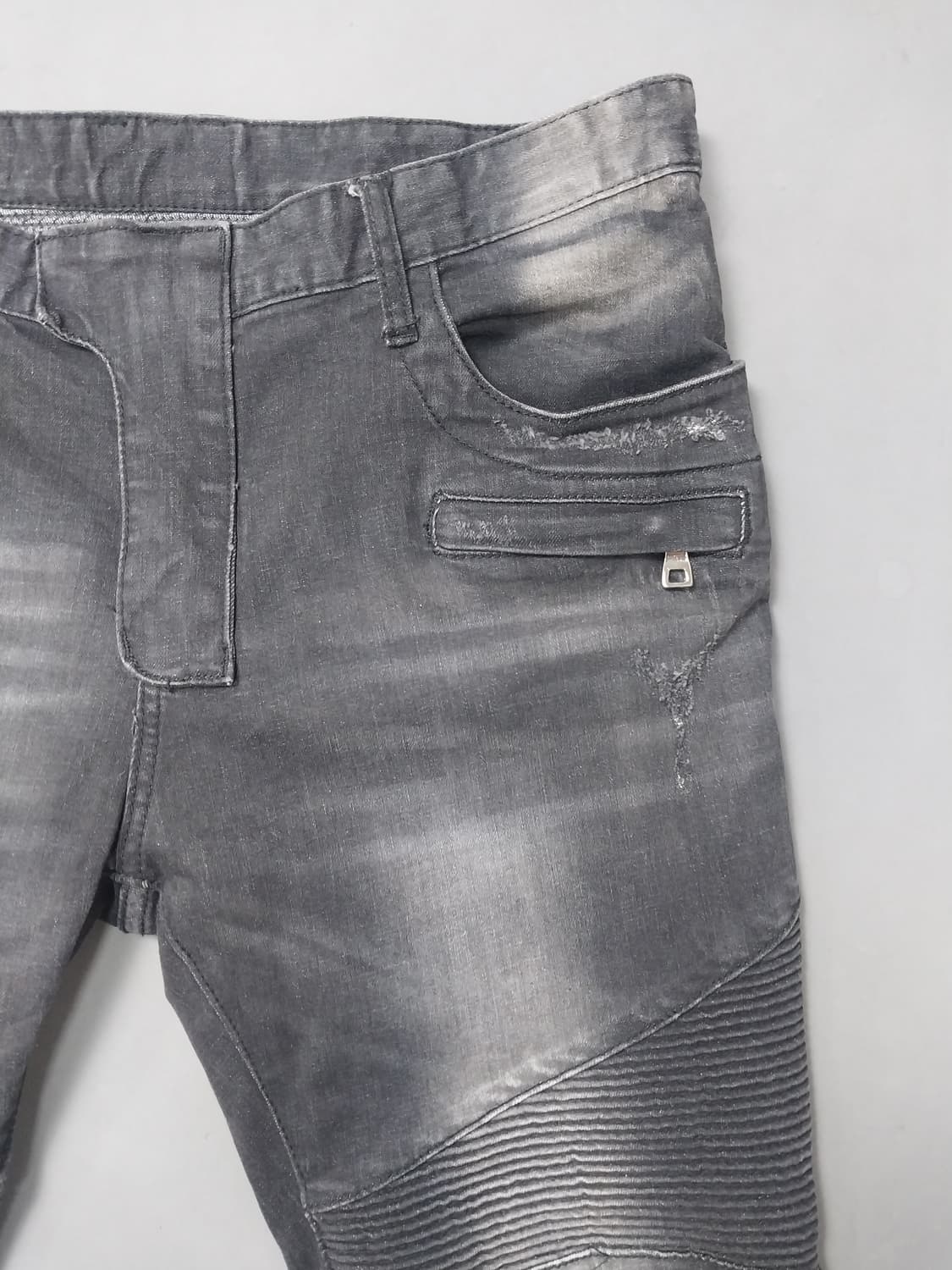 [34] 발망 블랙 워싱 디스덧댐 바이커진 청바지 상품이미지4