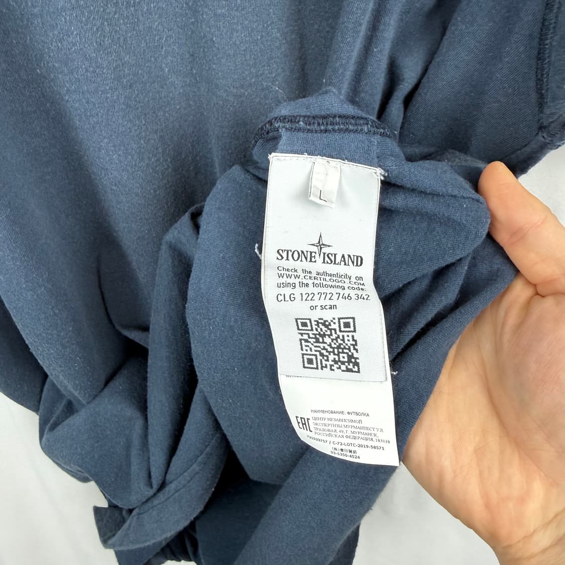 (L) 스톤아일랜드 패치로고 반팔 티 네이비 상품이미지4