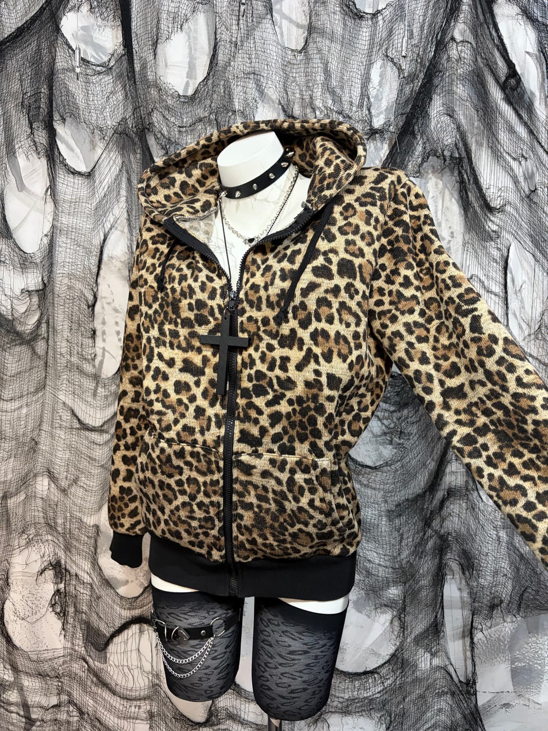 00's Onegyaru Leopard hoodie zip up 상품이미지6