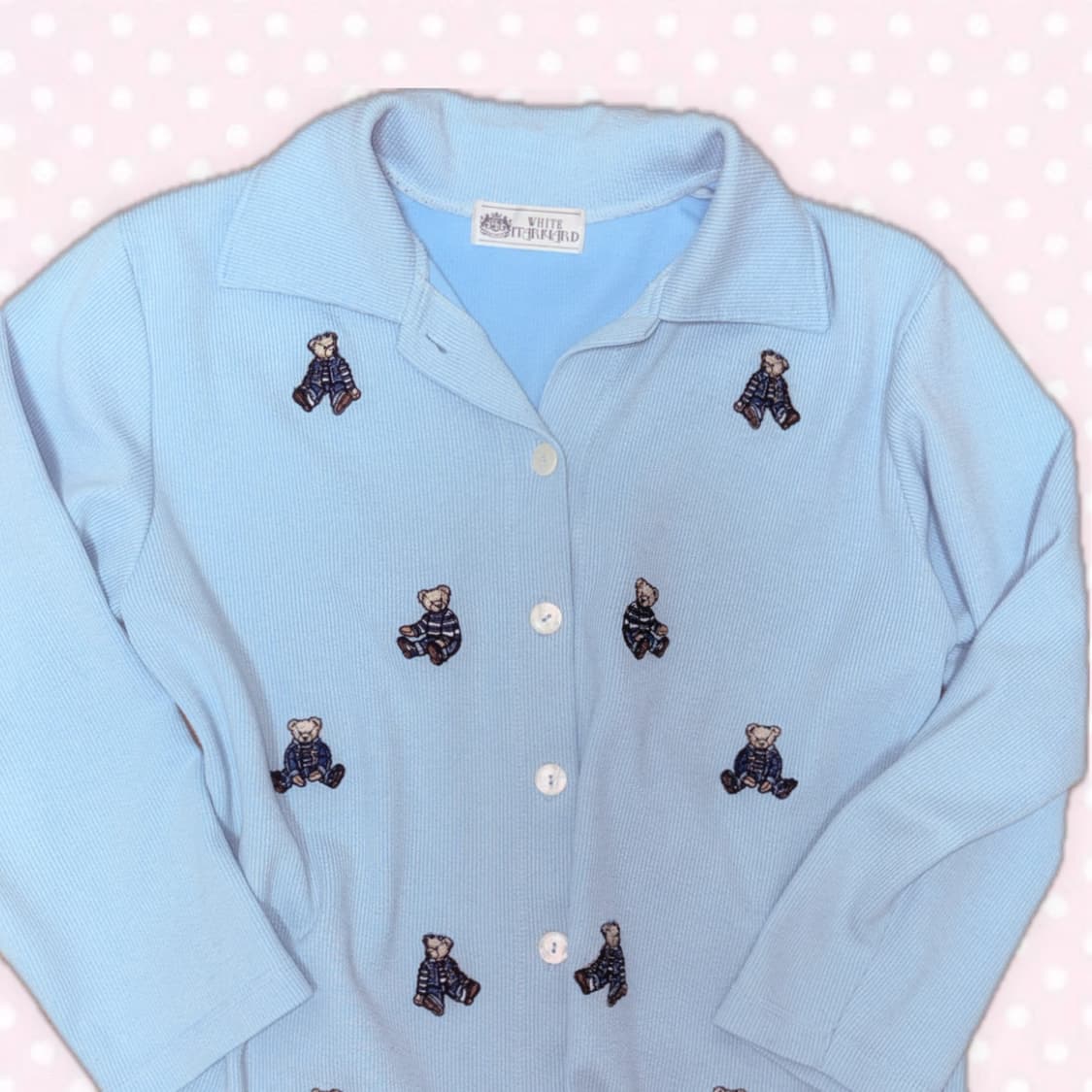 하늘소다맛 모리걸 곰돌이 자수 셔츠형 가디건 상품이미지2