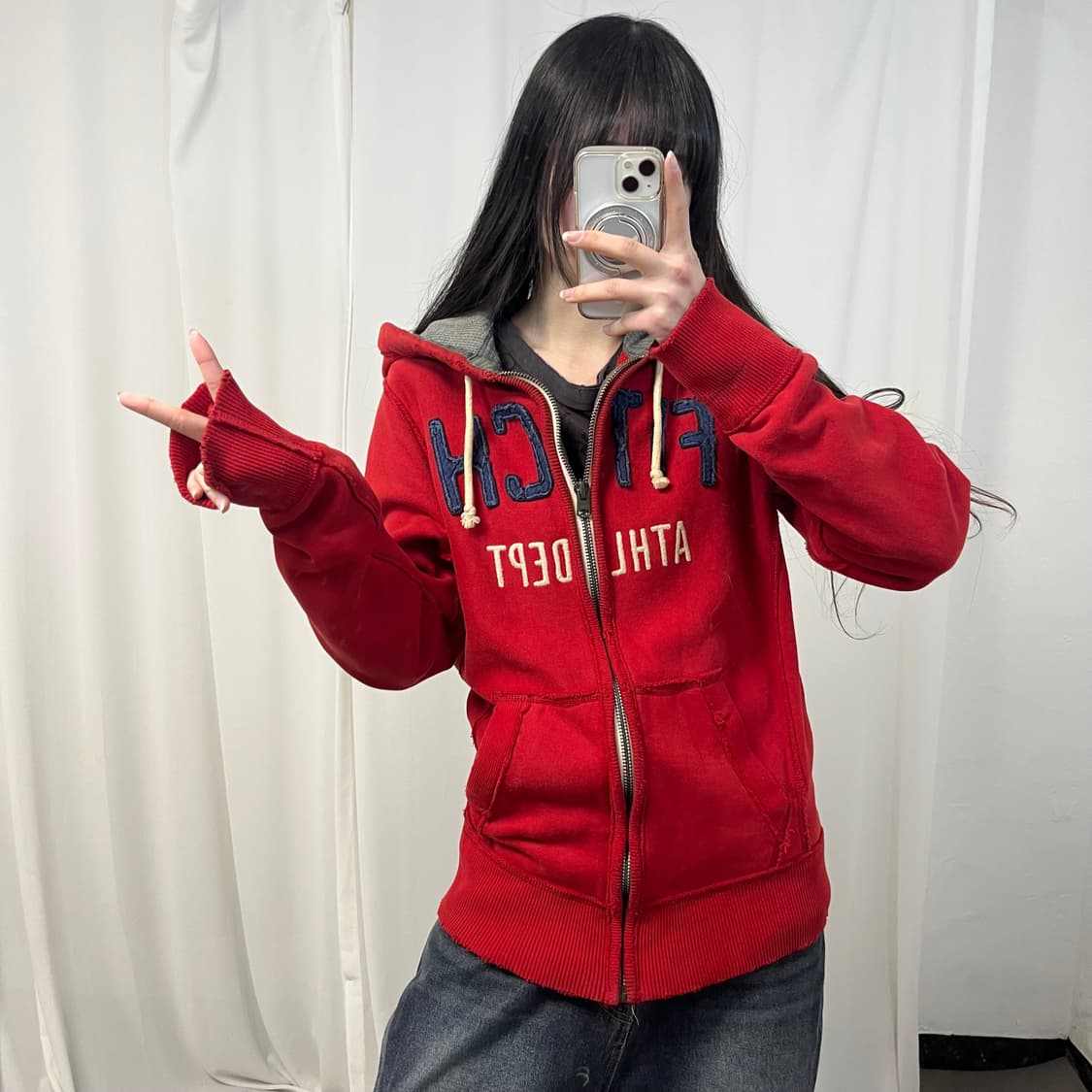 Abercrombie Red Hood Zip-up 상품이미지2