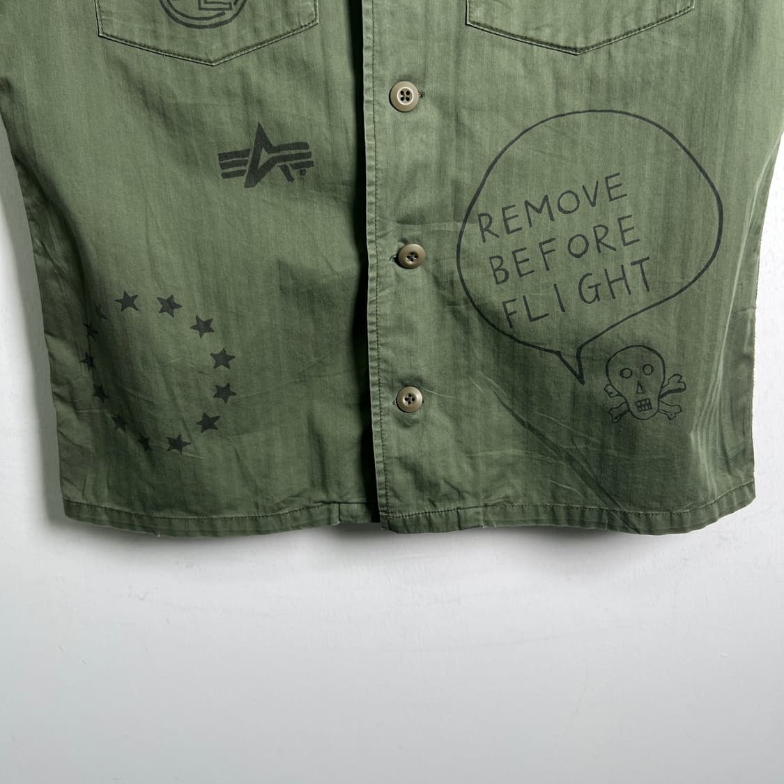 알파인더스트리 핸드라이팅 그래픽 밀리터리 반팔 셔츠 M 상품이미지6