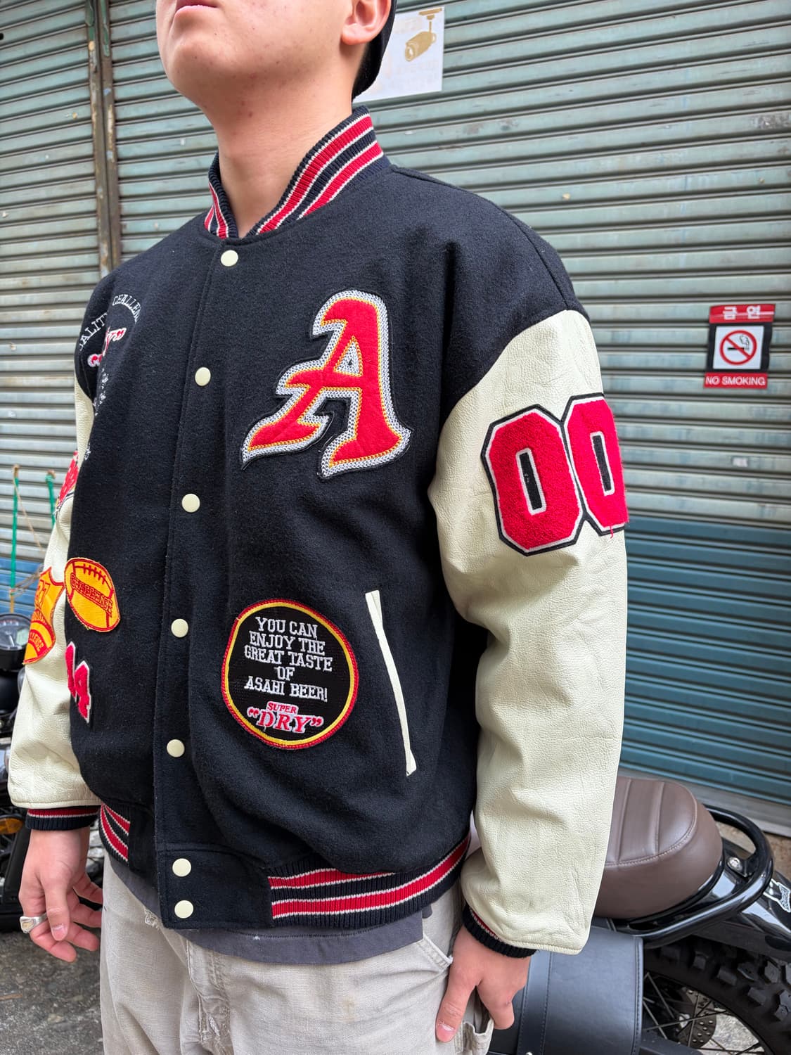 Super dry Asahi patch varsity jacket 상품이미지5