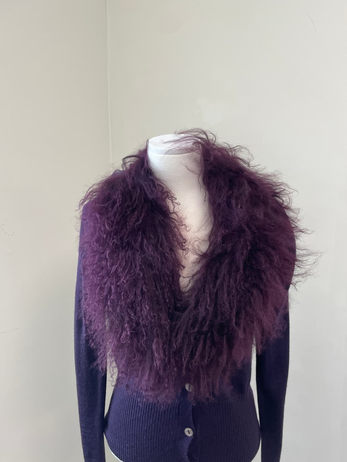 빈티지 티베트 램 퍼트리밍 가디건 J04127 y2k goa 상품이미지4