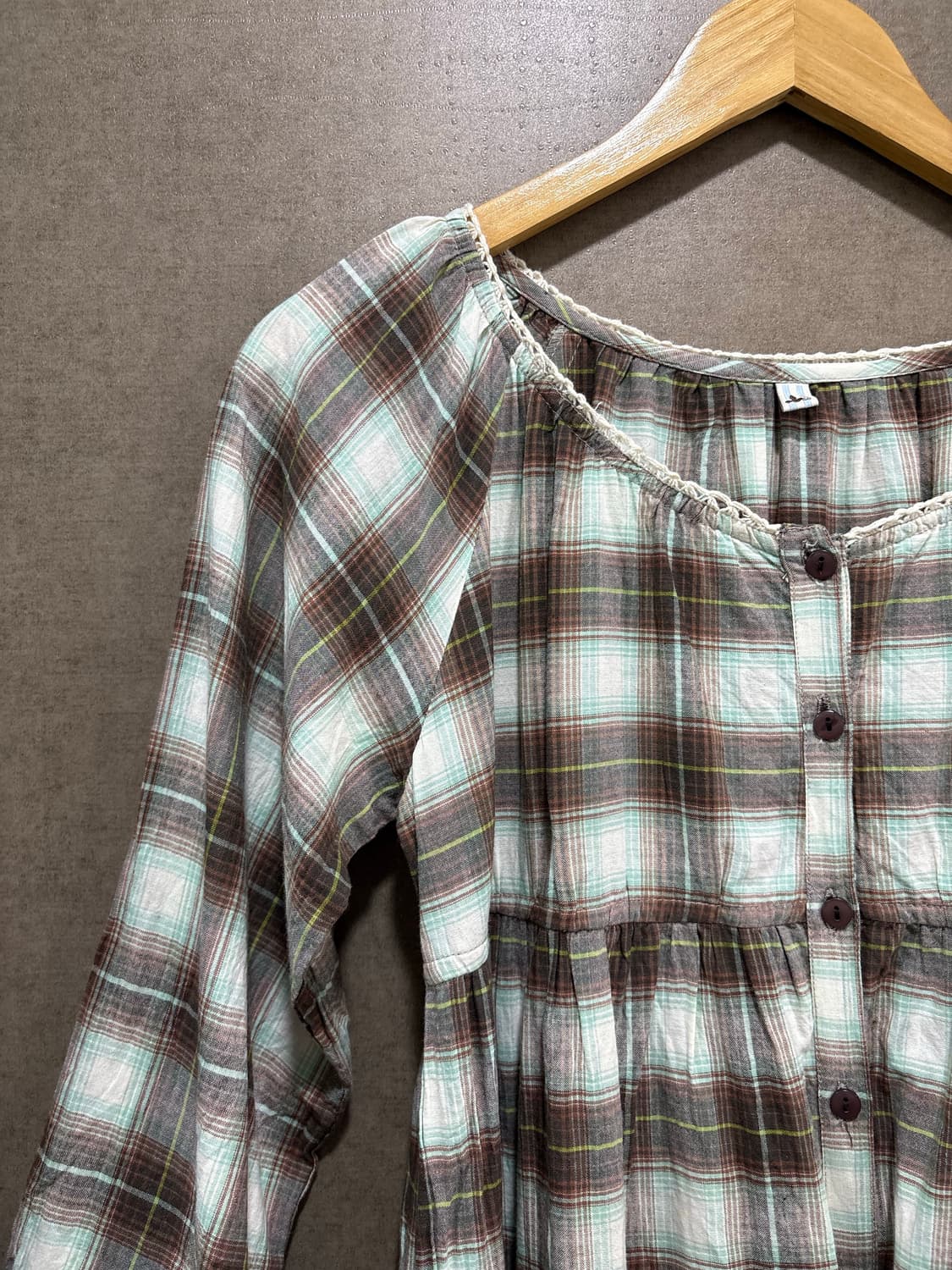 민트 브라운 체크 원피스 상품이미지6