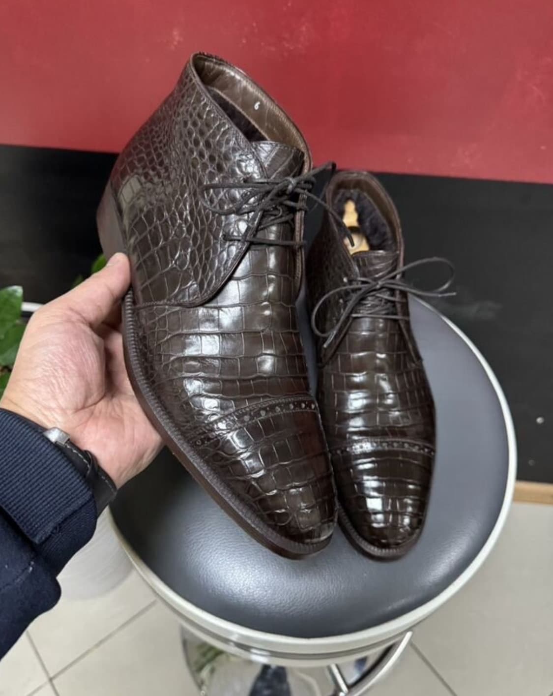 BRIONI 브리오니 데저트 부츠(크로커다일 스킨/라이닝-시어링)해외발송 상품이미지3