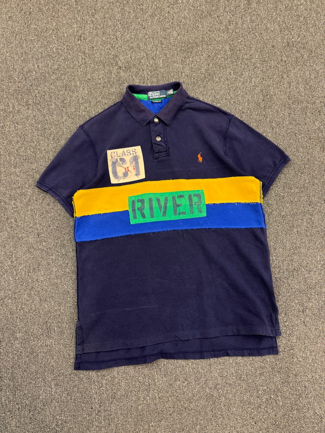 L)90’s 폴로 랄프로렌 빈티지 패치워크 럭비 반팔 티셔츠 상품이미지1