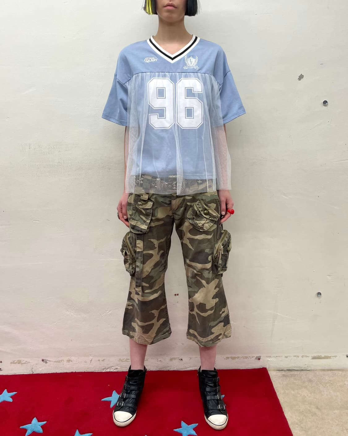 Sporty White Lace 96 Blue T-Shirt  상품이미지3