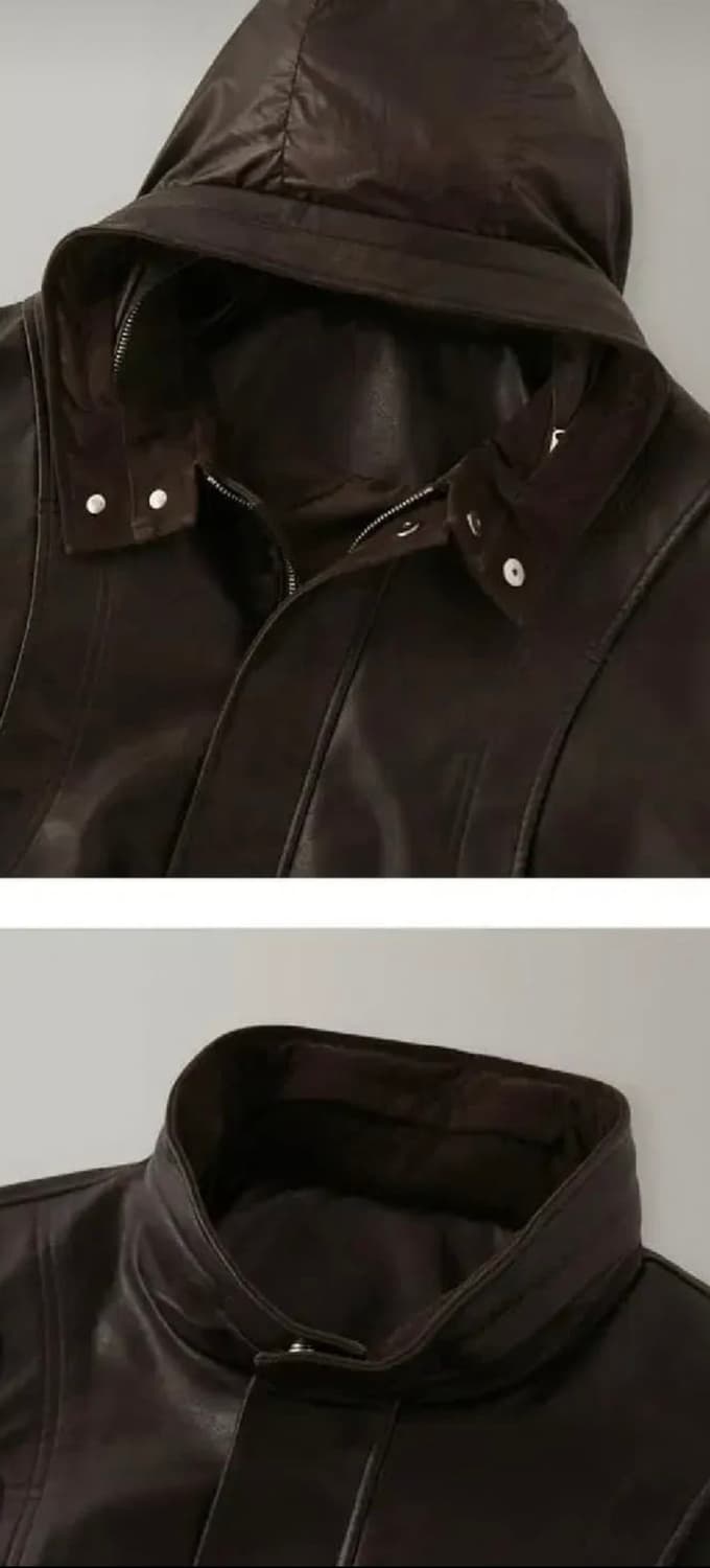 라퍼지스토어 버핑레더 히든 후디드 레더 점퍼  상품이미지4