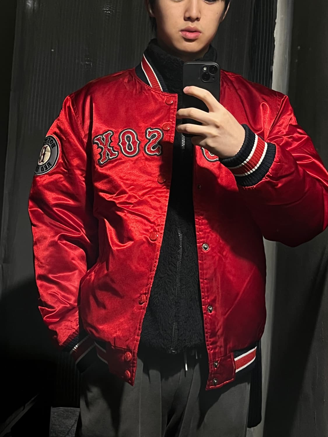 MLB 엠엘비 00s 레드 네이비 배색 보스턴 레드삭스 바시티자켓 상품이미지10