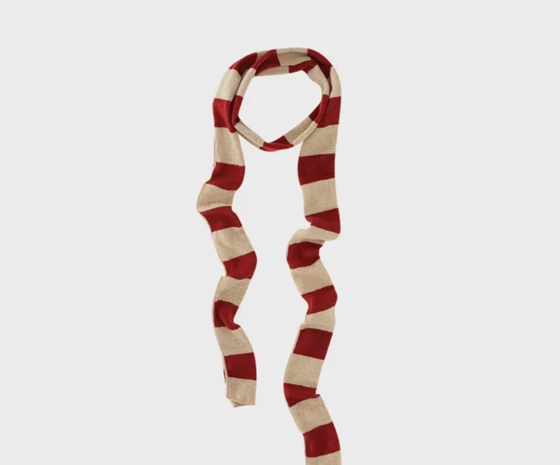 무음 MUWM 레이지 스트라이프 머플러 레드 베이지 상품이미지1