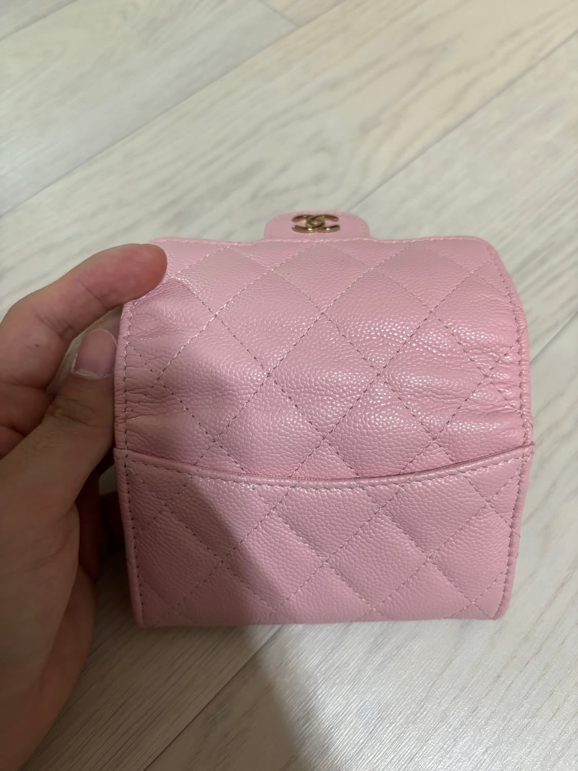 샤넬 캐비어 클똑 지퍼 핑크 지갑 상품이미지4