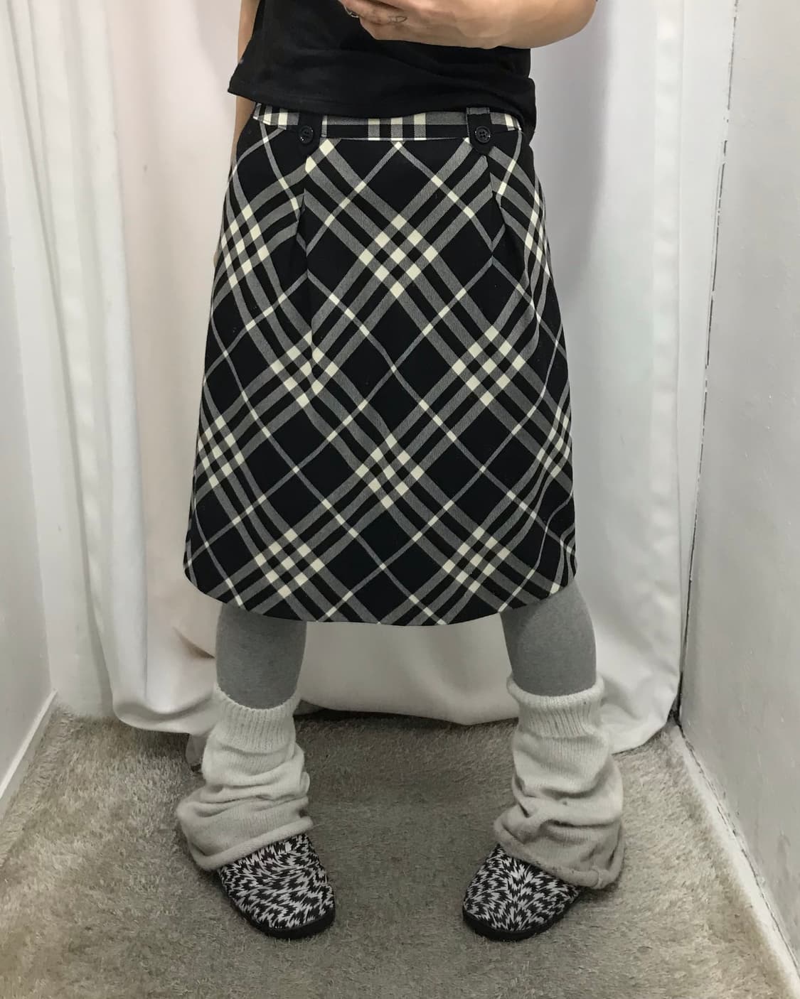 버버리 런던 블랙 체크 스커트 상품이미지2