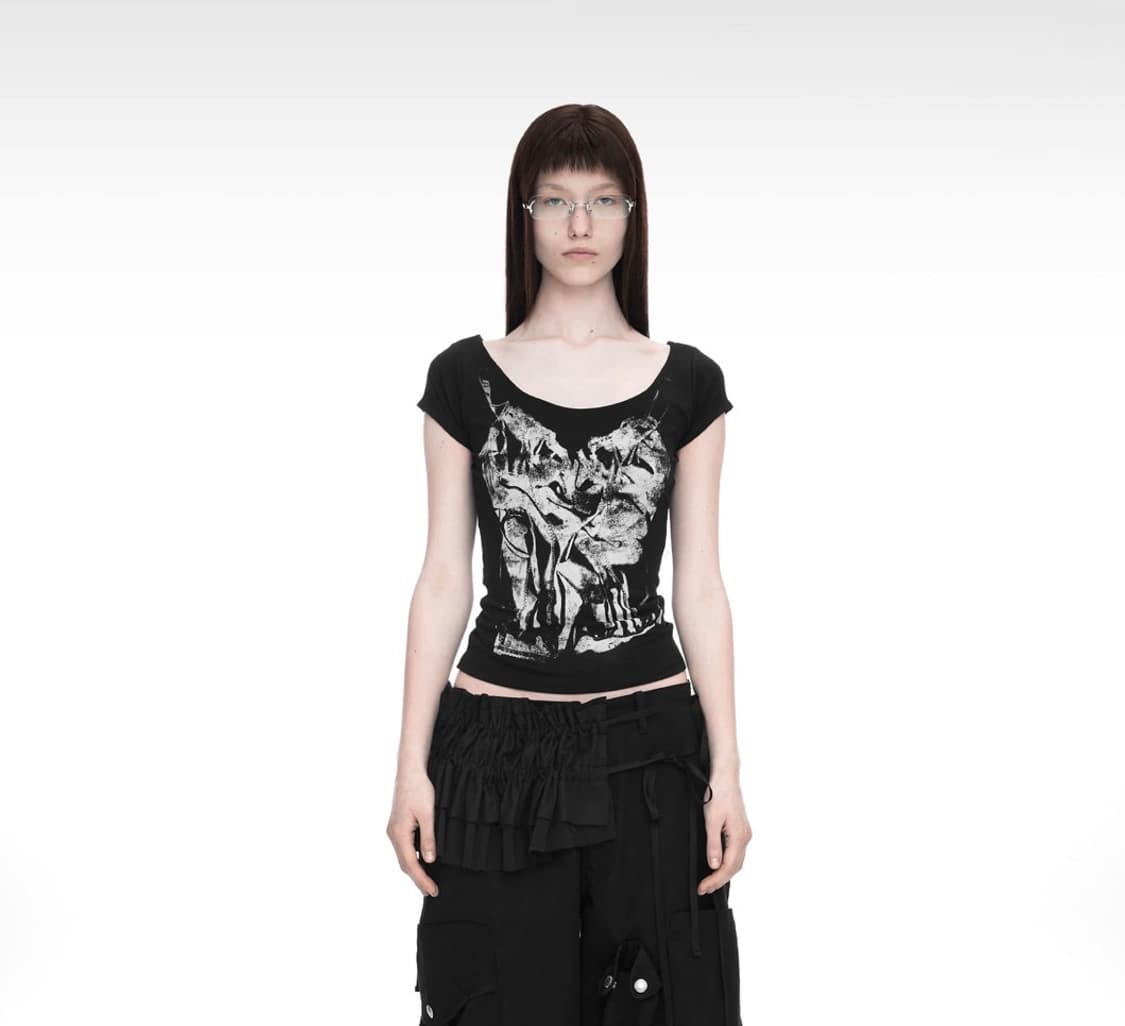 나체 SLIP X-RAY PRINTED T-SHIRT 블랙 상품이미지1