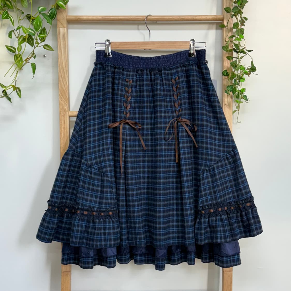 JPN/ 모리걸캉캉스커트 겨울치마 레이스업스커트 체크스커트 상품이미지1