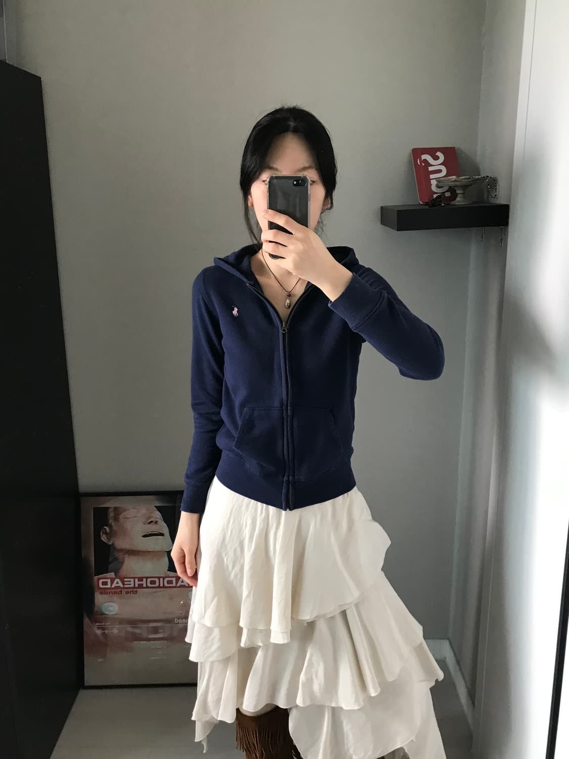 폴로 랄프로렌 포니로고 딱붙핏 네이비 후드집업 상품이미지3