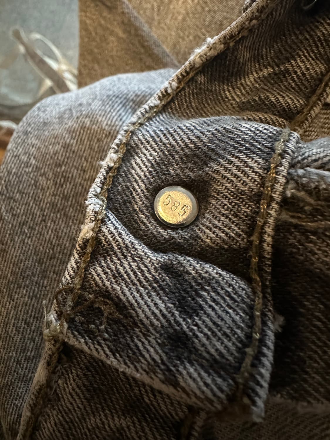 90s USA 빈티지 리바이스 517 오렌지탭 흑청 블랙진 부츠컷 데님 상품이미지6