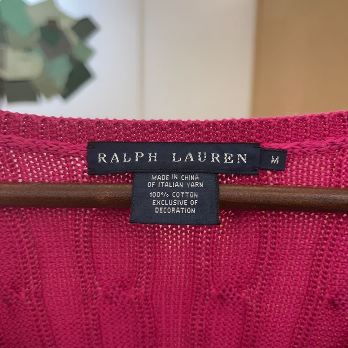 폴로 랄프로렌 Y2K 여리핏 핫핑크 케이블 꽈배기 니트 M C07285 상품이미지5