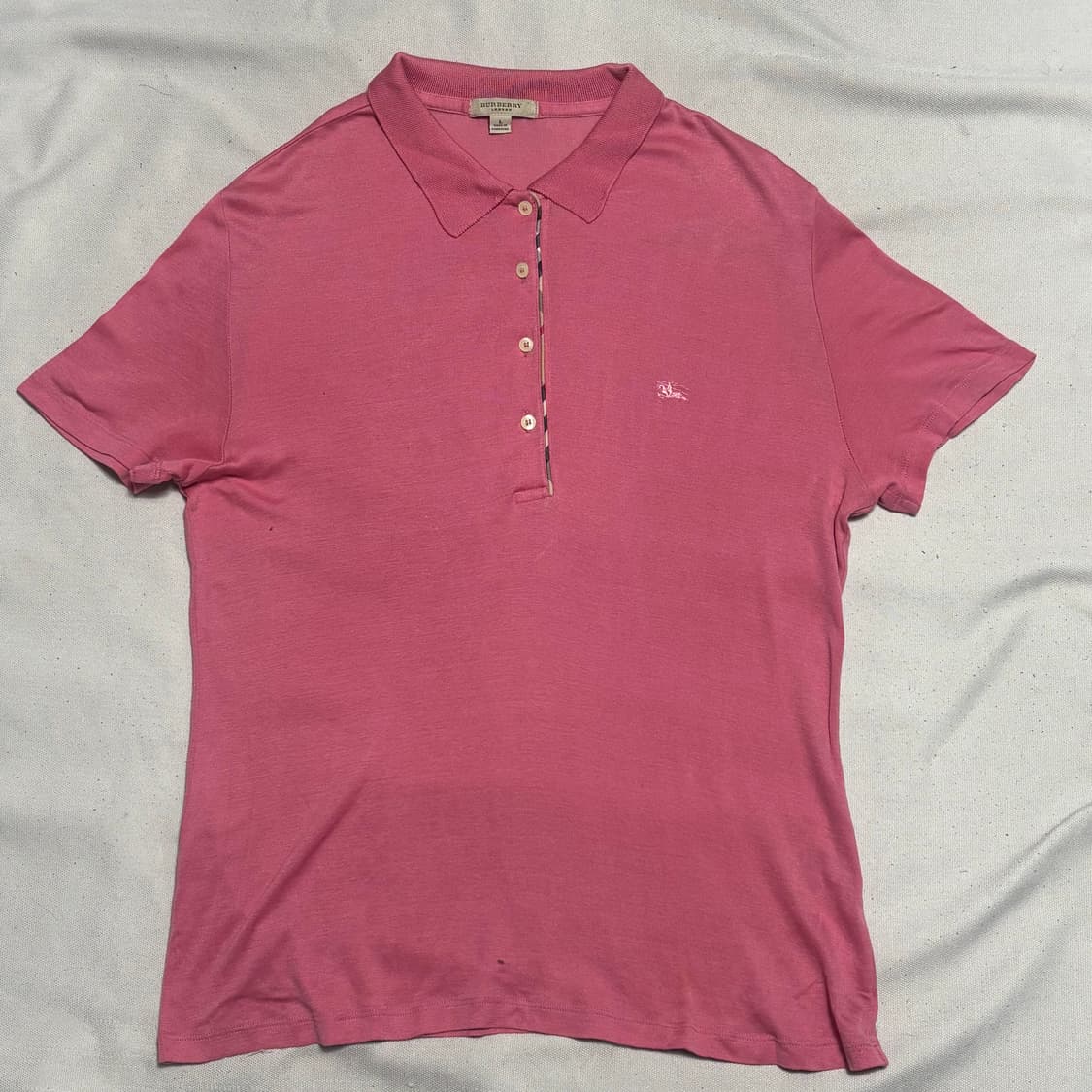 L 버버리 여성용 핑크 카라 반팔티 상품이미지2