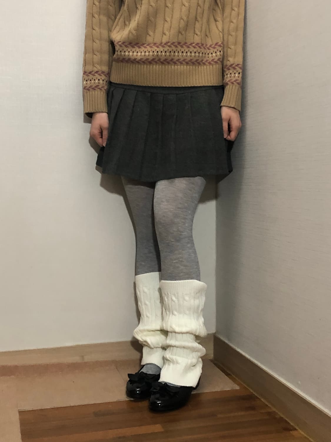 빈티지 그레이 플리츠 미니 스커트 상품이미지5