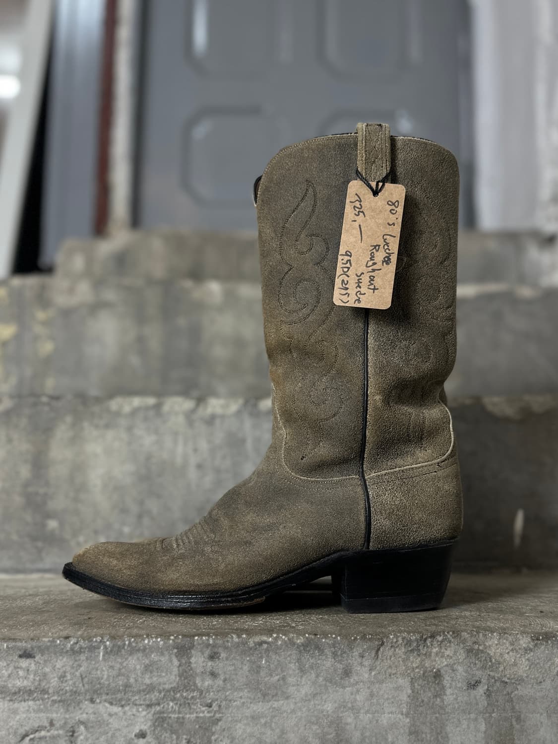 80's Lucchese 러프아웃 스웨이드 웨스턴 카우보이 부츠 상품이미지5