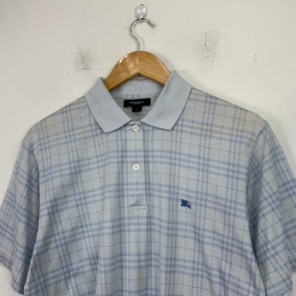 버버리 하늘색 체크 반팔셔츠  상품이미지3