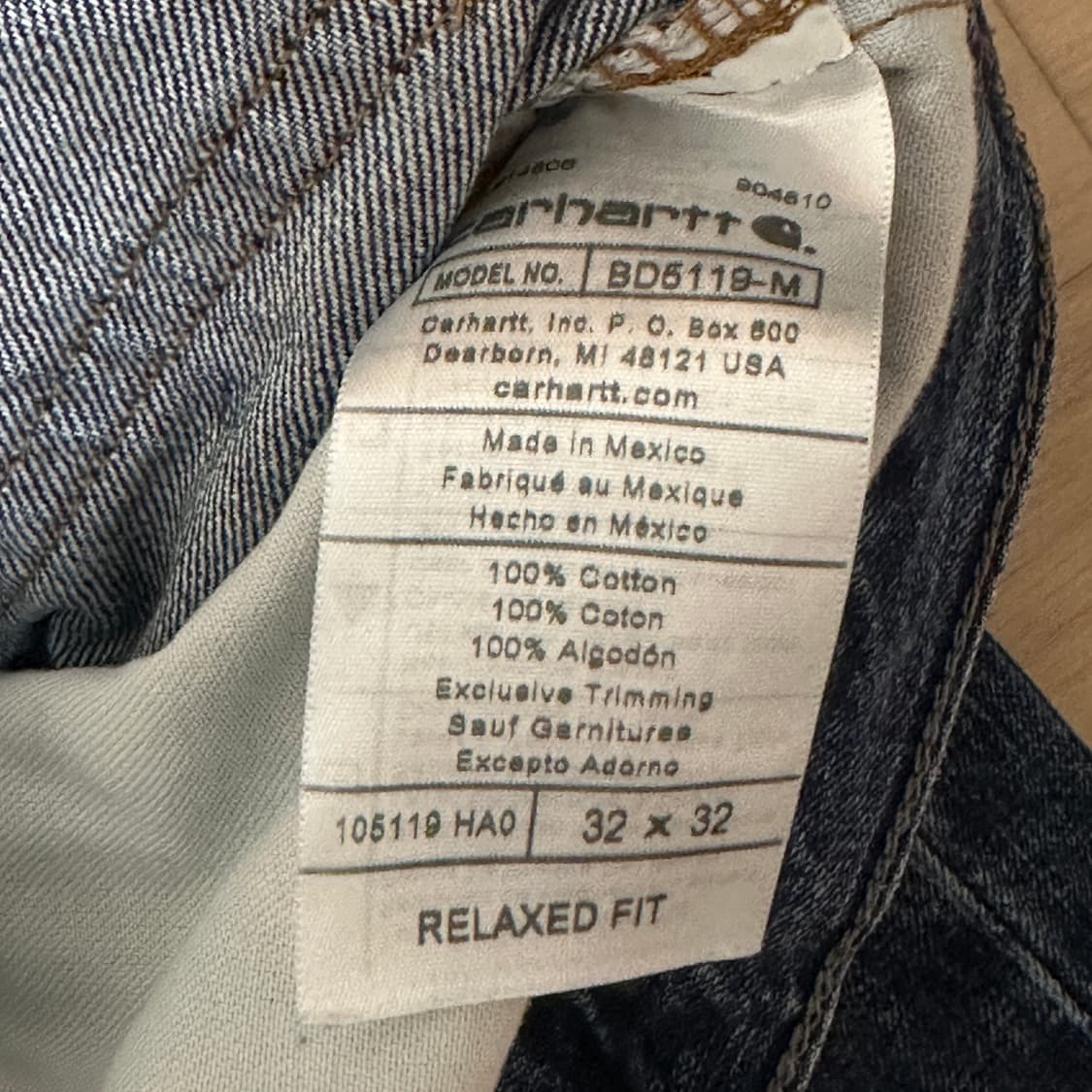 칼하트 Mexico 데님 팬츠 릴렉스드 핏 32 상품이미지9