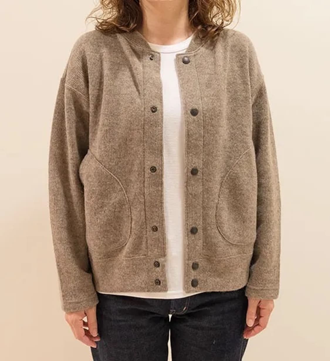 옴니갓 omnigod 접결 울 스냅 가디건 다크블루 womens F 상품이미지9