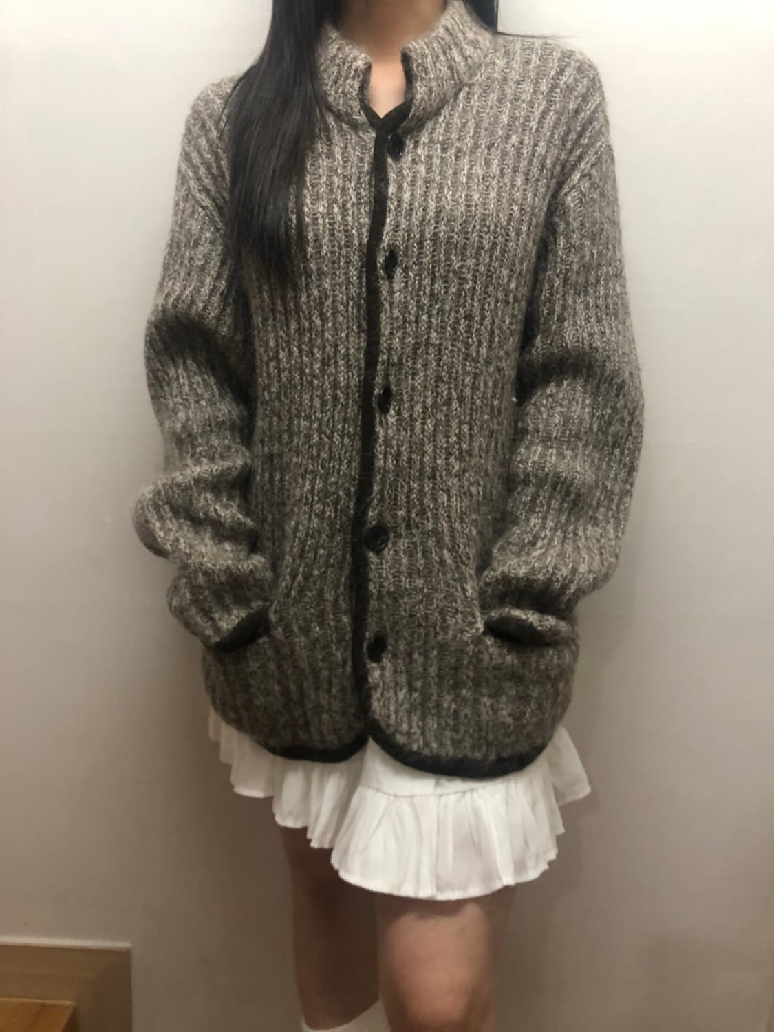 빈티지 그레이 울 니트집업 상품이미지7