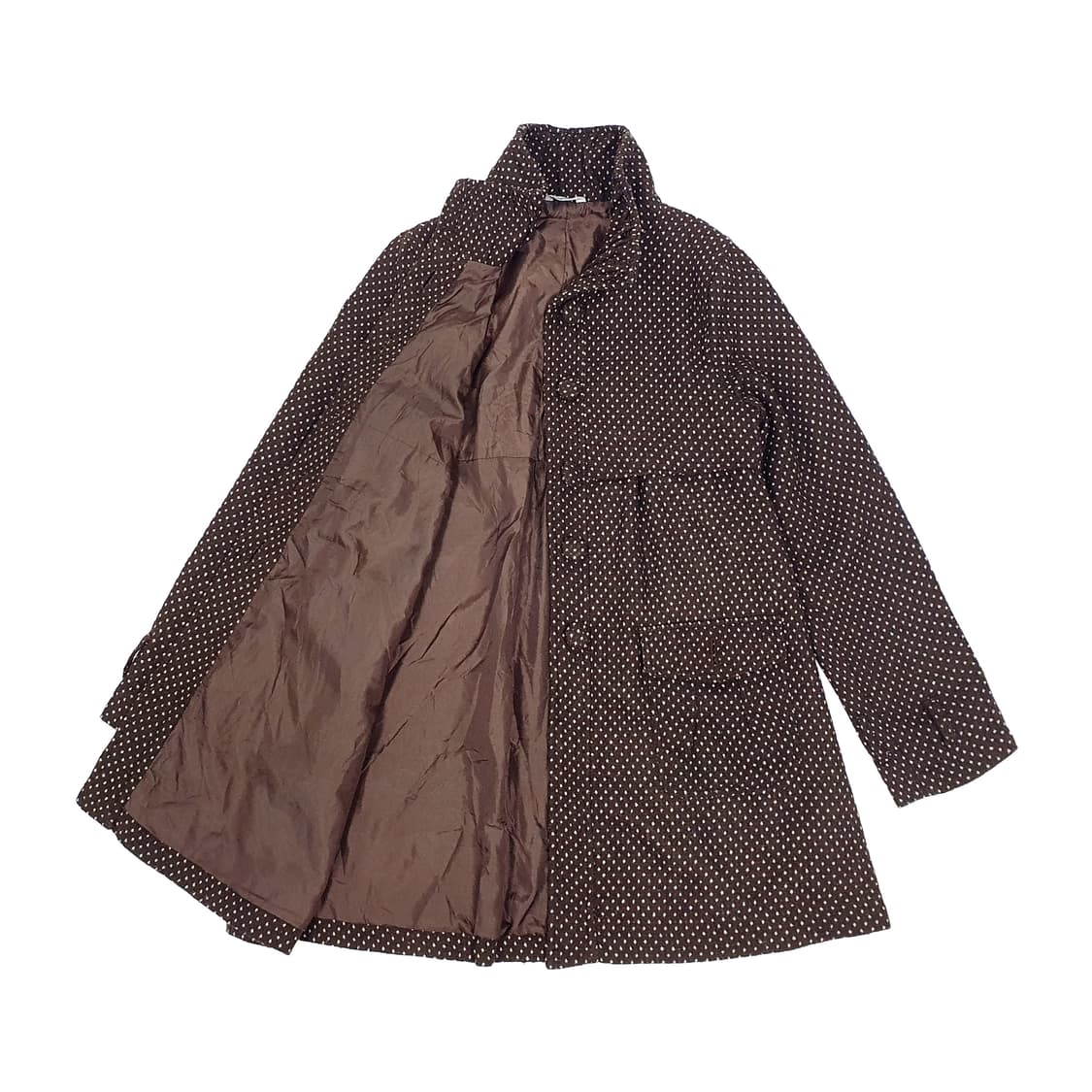 브라운 도트 베이비돌 하이넥 코트 상품이미지2