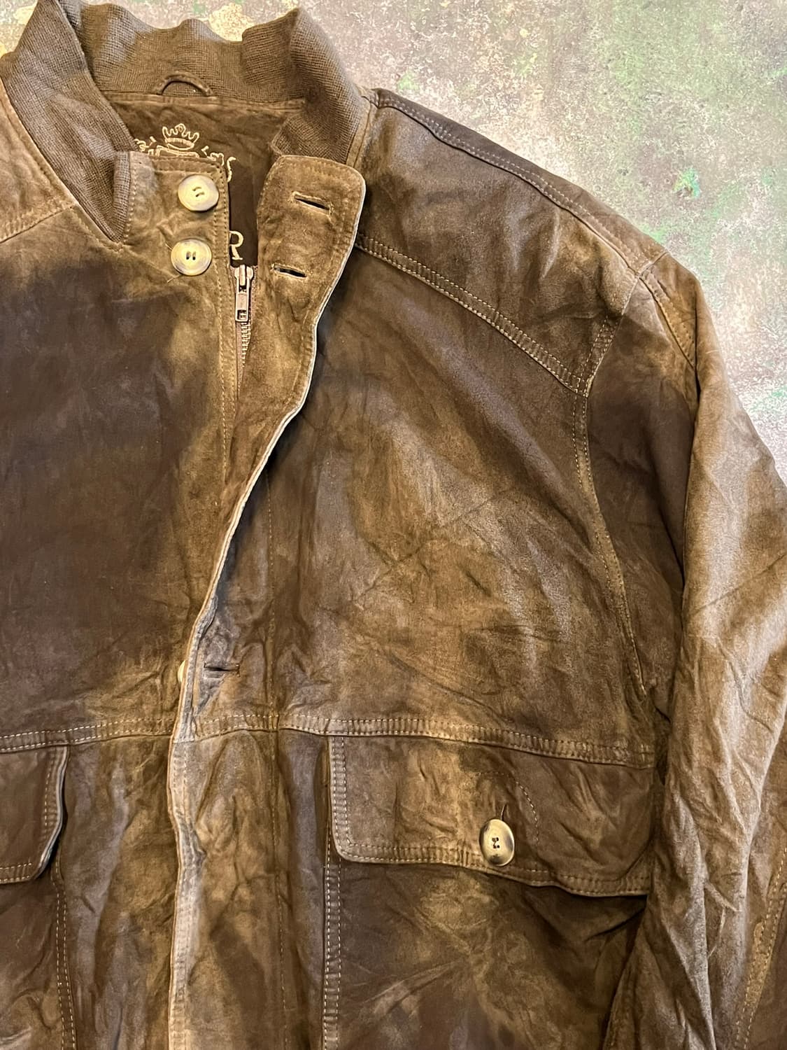 90's [L] 유럽 빈티지 천연가죽 블루종 봄버 자켓 브라운 상품이미지4