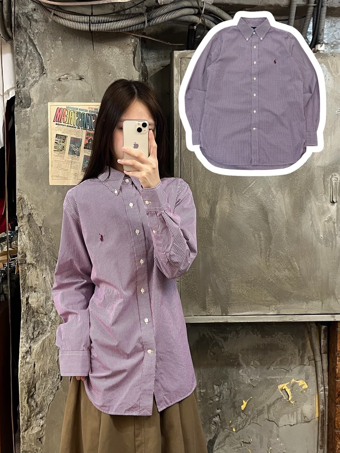 폴로 랄프로렌 체크 셔츠 퍼플  #csz619 상품이미지1